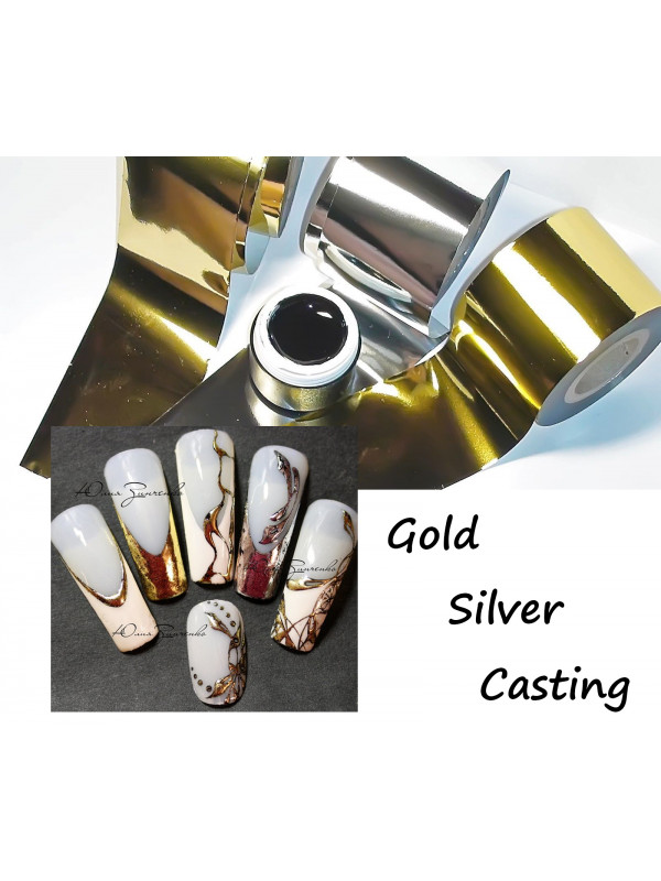 Black  Gel Paint and  3m  Silver Gold Foils for Casting 
