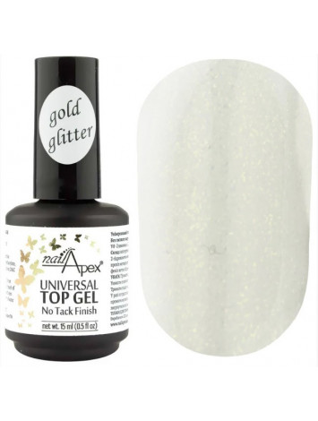 NailApex Top Gold Glitter Coat ,  15 ml 